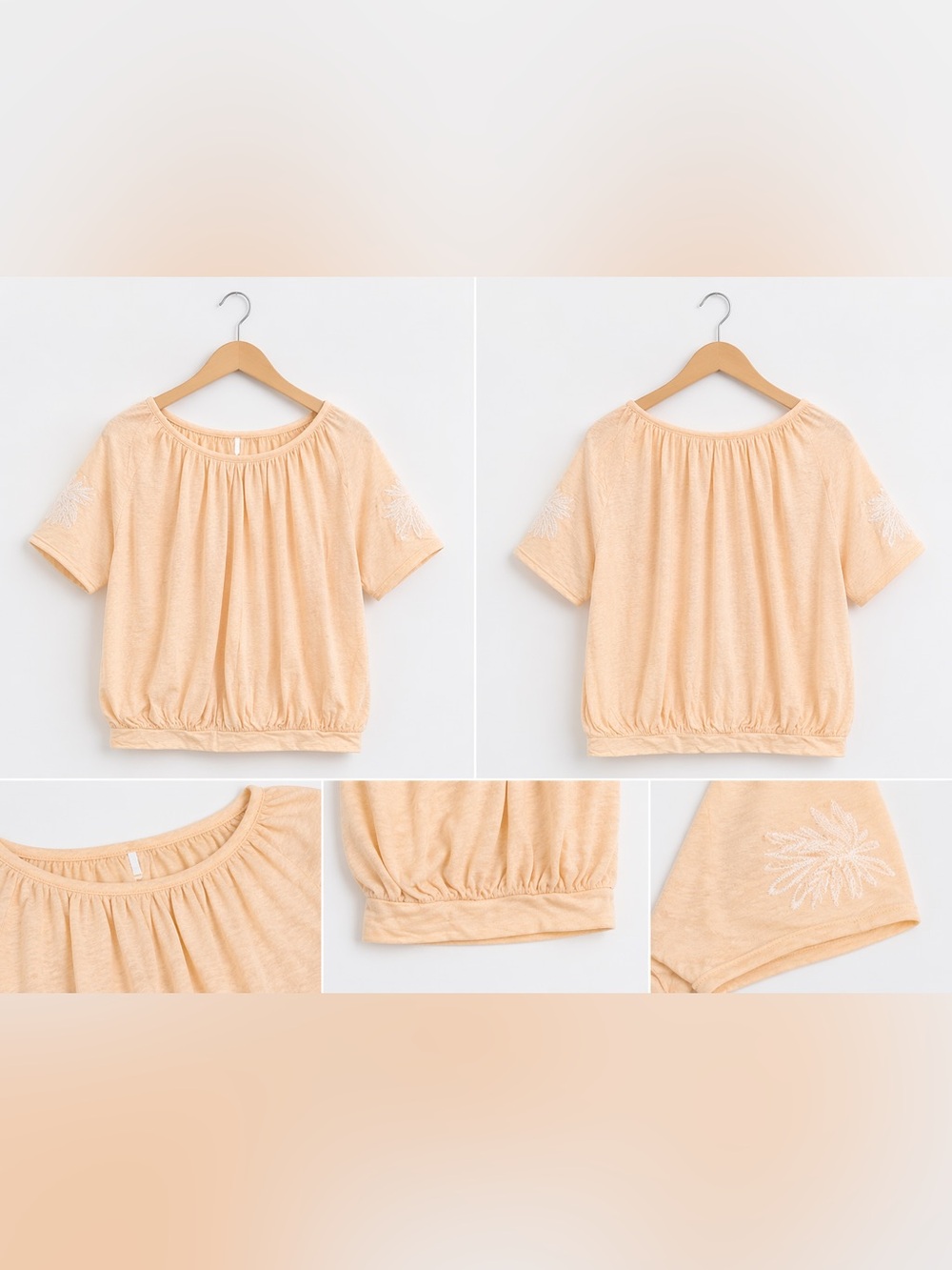 Peach Embroidered Short-Sleeve Women’s Top S/P